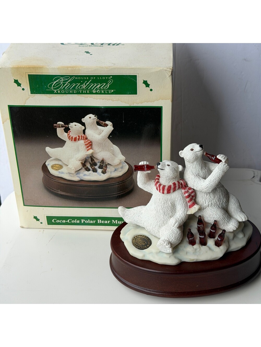 Vintage 1994 Coca-Cola Polar Bear Musical Figurine House of Lloyd D-13